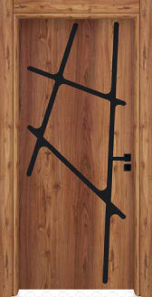 Puerta Interior Clásica de Madera con Patrón Lineal Elegante